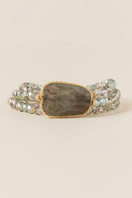 Francesca's Veronica Stone Bead Stretch Bracelet Set - Olive