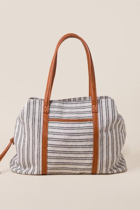 Francesca's Rory Striped Tote - White