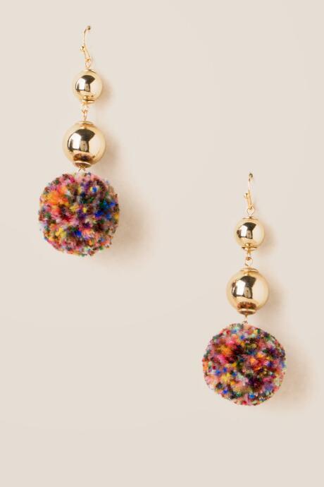 Francesca's Macy Pom Drop Earring - Multi