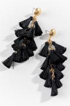 Francesca's Nia Linear Mini Tassel Earrings - Black