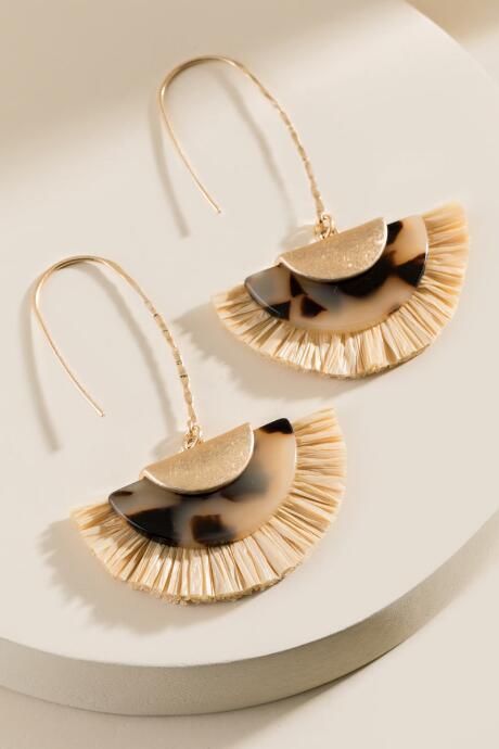 Francesca's Cameron Tortoise Raffia Earrings - Amber