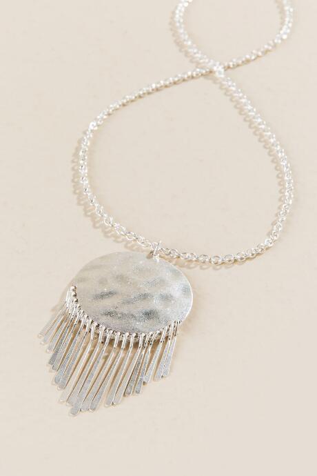 Francesca's Cumbria Fringe Pendant Necklace In Silver - Silver