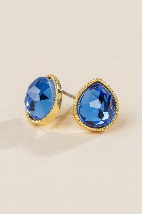 Francesca's Sasha Glass Teardrop Stud Earrings - Navy