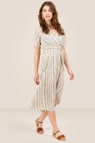 Francesca's Doreen Striped Midi Dress - White