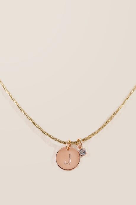 Francesca's J Initial Gold Thread Pendant - Rose/gold
