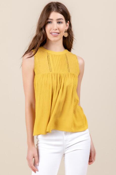 Francesca's Camden High Neck Tank Top - Marigold