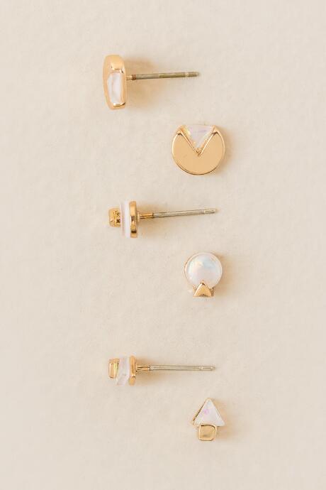 Francesca's Sandra Opal Stud Earring Set - Iridescent