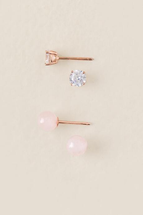 Francesca's Shelly Cubic Zirconia Stud Earring Set - Rose/gold