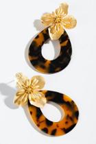 Francesca's Shelby Floral Post Teardrop Earrings - Tortoise