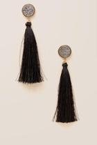 Francesca's Madelyn Druzy Tassel Earrings In Black - Black