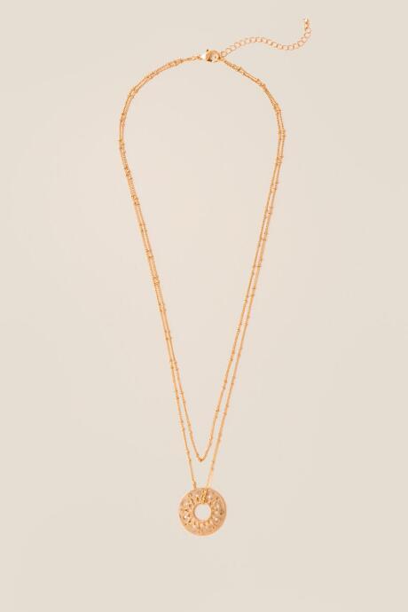 Francesca's Aislynn Open Medallion Layered Necklace - Gold