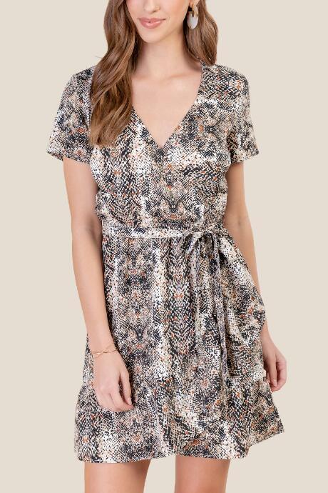Francesca's Alicia Ruffle Wrap Dress - Black