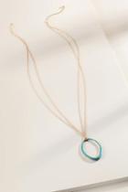 Francesca's Hailey Oval Pendant Necklace - Turquoise