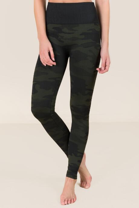 Francesca's Barrie Seamless Camo Leggings - Olive