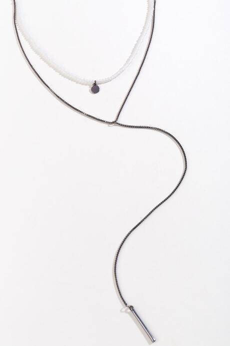 Francesca's Hudson Layered Lariat Necklace - Gray