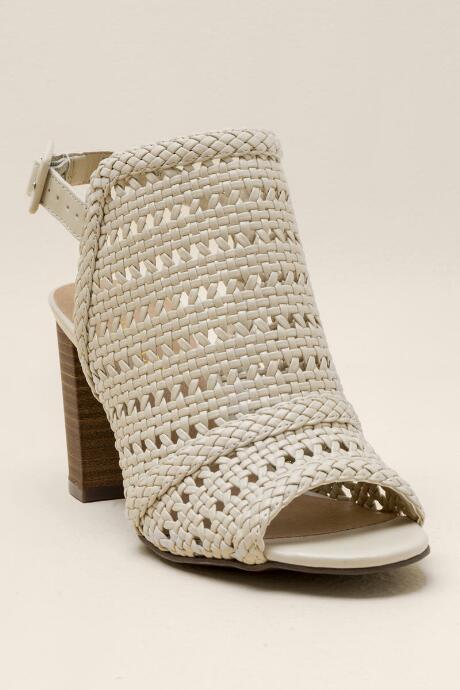 Francesca Inchess Peter Black Woven Peep Toe Shootie - Ivory