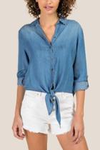 Francesca's Jewels Knot Front Tencel Top - Medium Wash