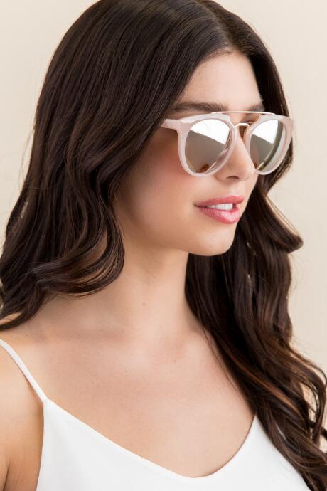 Francesca's Tess Brow Bar Metallic Sunglasses - Rose/gold
