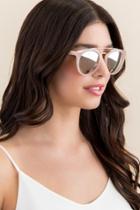 Francesca's Tess Brow Bar Metallic Sunglasses - Rose/gold