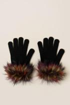 Francesca's Fana Multi-colored Faux Fur Cuff Gloves - Black