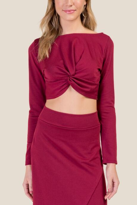Francesca's Luna Knot Front Crop - Raspberry