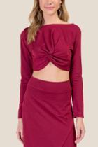 Francesca's Luna Knot Front Crop - Raspberry