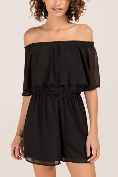 Francesca Inchess Sage Off The Shoulder Romper - Black