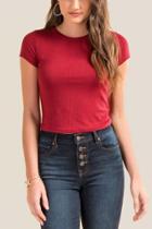 Francesca's Kyleigh Ribbed Knit Crop Top - Brick