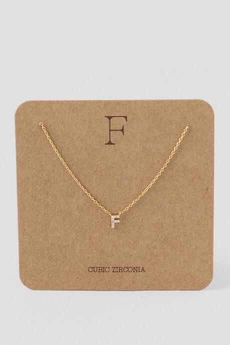 Francesca's F Initial Pendant Necklace - Crystal