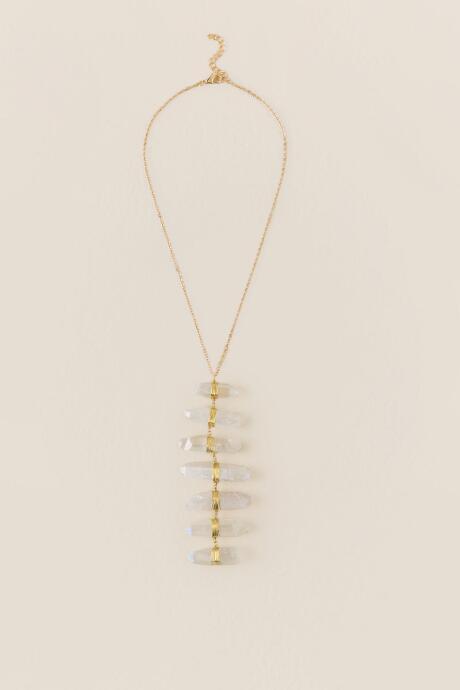 Francesca's Karissa Raw Chip Ladder Necklace - Clear
