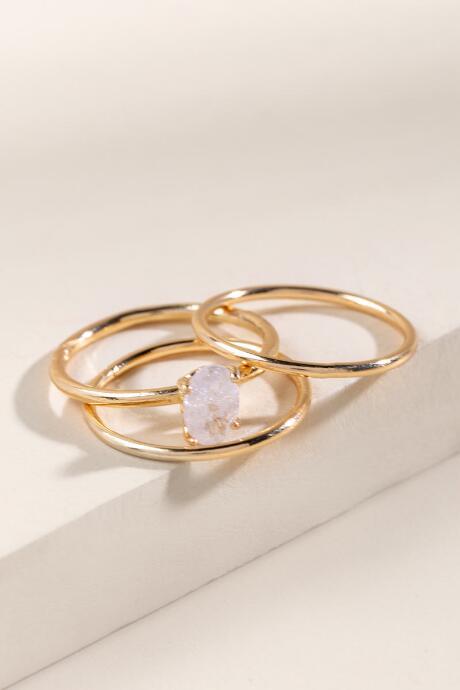 Francesca's Mindy Crackle Cubic Zirconia Ring Set - White