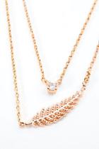 Francesca's Kiley Leaf Pendant Layered Necklace - Rose/gold