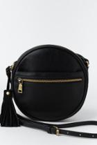 Francesca's Shay Round Crossbody W Tassel - Black