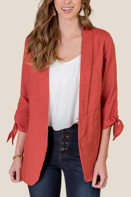 Francesca's Maxine Linen Blazer - Cinnamon