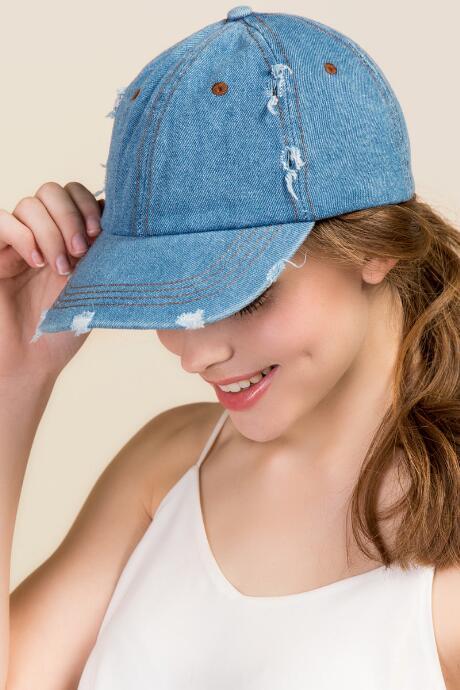 Francesca's Reagan Denim Baseball Cap - Blue