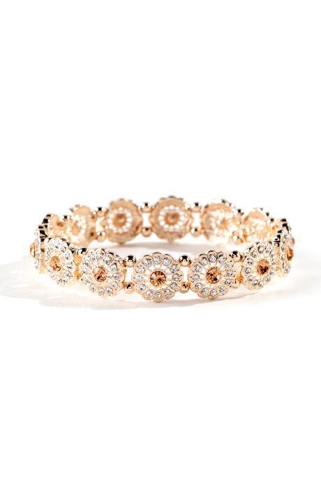 Francesca's Kynlee Flower Stretch Bracelet - Rose/gold