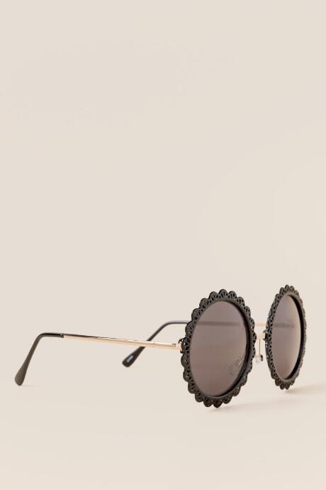 Francesca's Ambrosia Round Sunglasses - Black