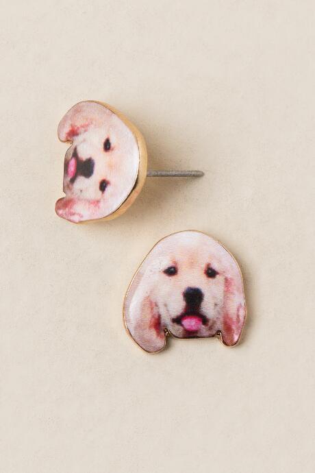 Francesca's Puppy Labrador Stud Earring - Brown
