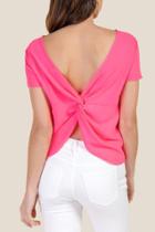 Francesca's Rooney Twist Back Top - Neon Pink