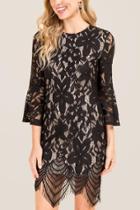 Francescas Dayle Shimmer Lace Shift Dress - Black