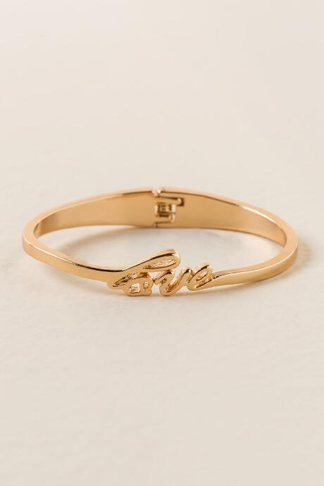 Francesca's Love Metal Hinge Cuff Bracelet - Gold