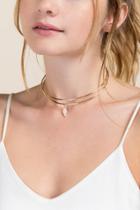 Francesca's Cierra Double Hard Collar Necklace - Gold