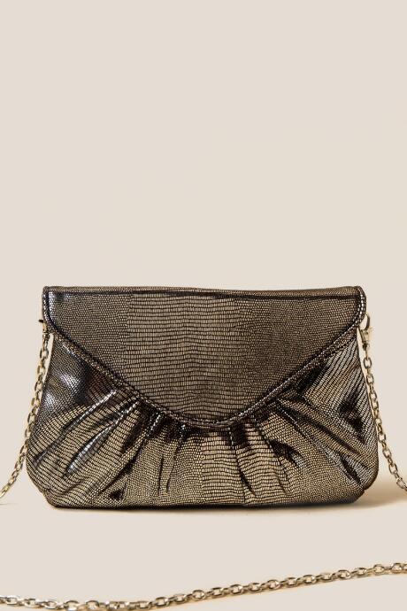 Francesca Inchess Kaye Snake Gathered Envelope Clutch - Silver
