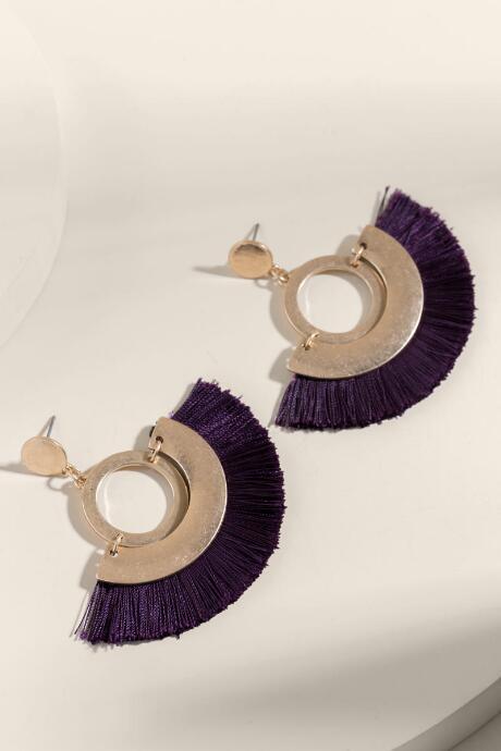 Francesca's Gracie Tassel Drop Earrings - Purple