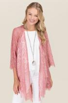 Blue Rain Renae Floral Lace Wrap - Rose