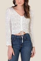 Francesca's Camille Cinched Front Pullover Sweater - Ivory