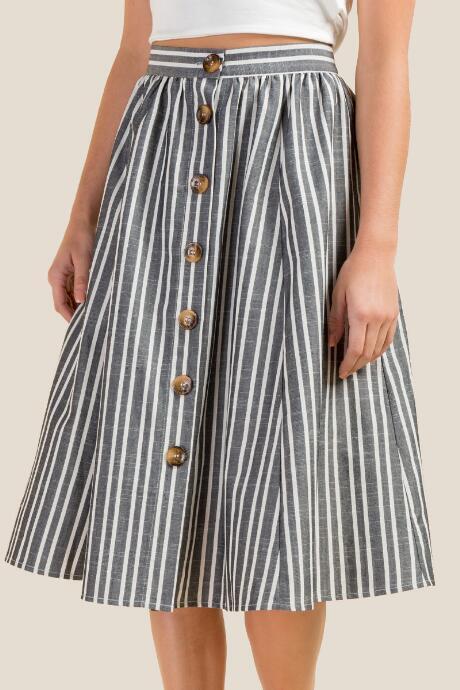 Francesca's Karcey Button Front Midi Skirt - Ivory