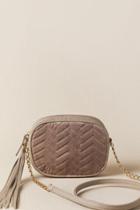Francesca's Lynne Velvet Chevron Crossbody - Taupe