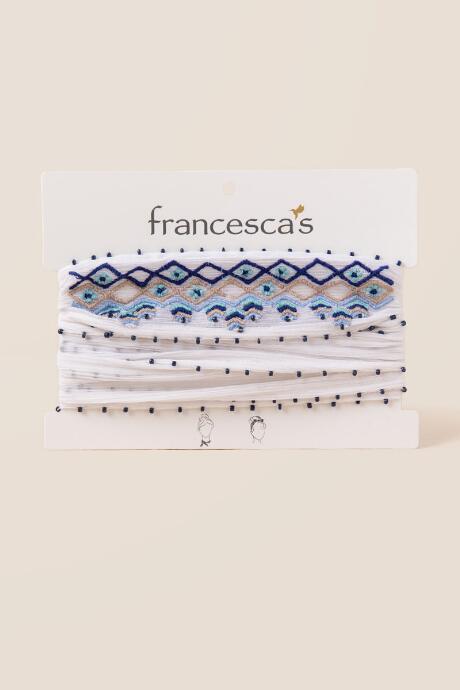 Francesca's Carly Embroidered Skinny Necktie Scarf - Ivory