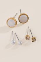 Francesca's Ariel Mother Of Pearl Stud Set - Crystal